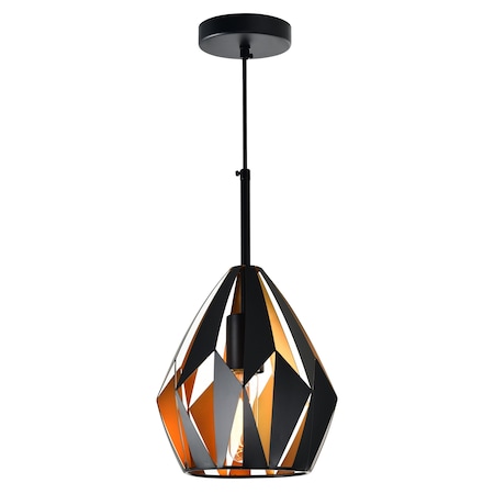 Cwi Lighting Oxide 1 Light Down Mini Pendant With Black+Copper Finish 1114P8-1-271